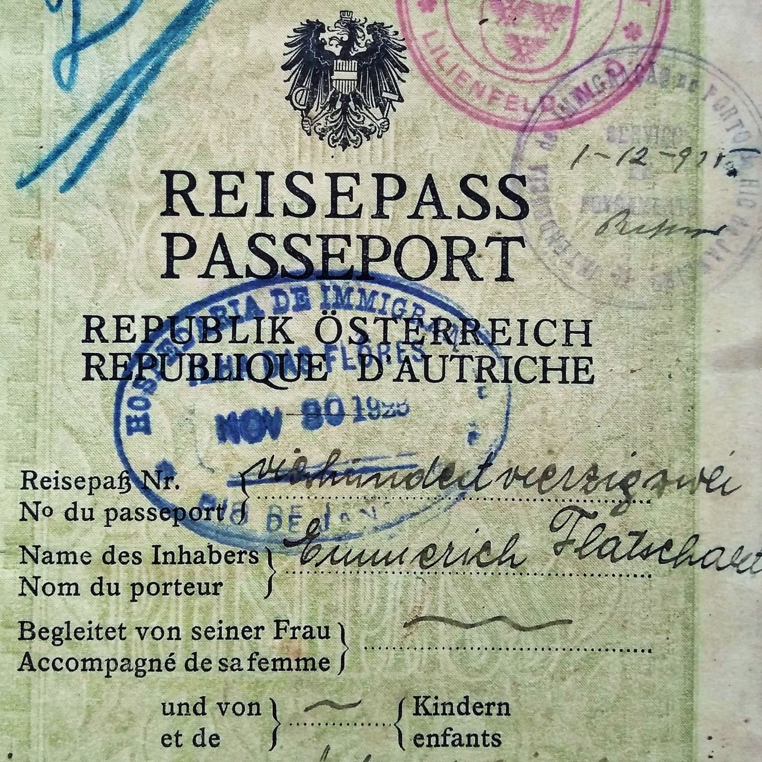 Emmerich Flatschart - Reisepass, 1925